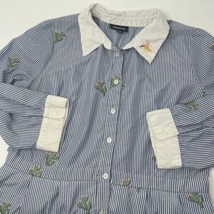 ModCloth Striped Embroidered Cactus Hummingbird Button Front Shirt Dress 14